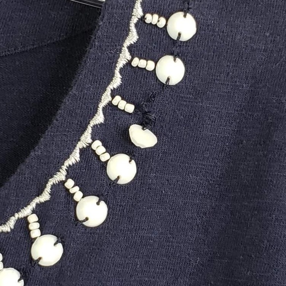 Lilly Pulitzer Amelia Island Stretch Tunic Beaded Trim Navy Blue Women’s Small - Picture 7 of 7